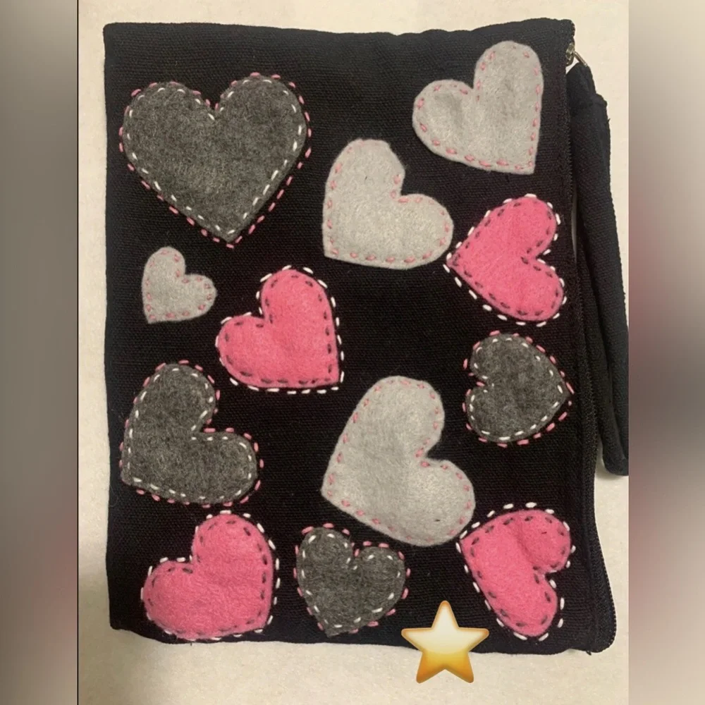 PICK 5 For $25 NEW CANVAS ZIPPER Bag /Pencil Case W/HAND SEWN DESIGN